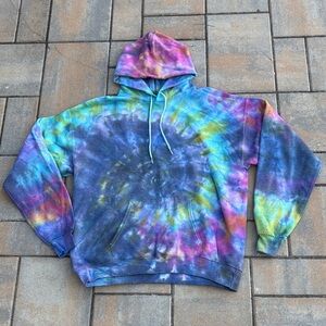 Hanes Men's Tie-Dye Hoodie - Purple, Blue, Yellow